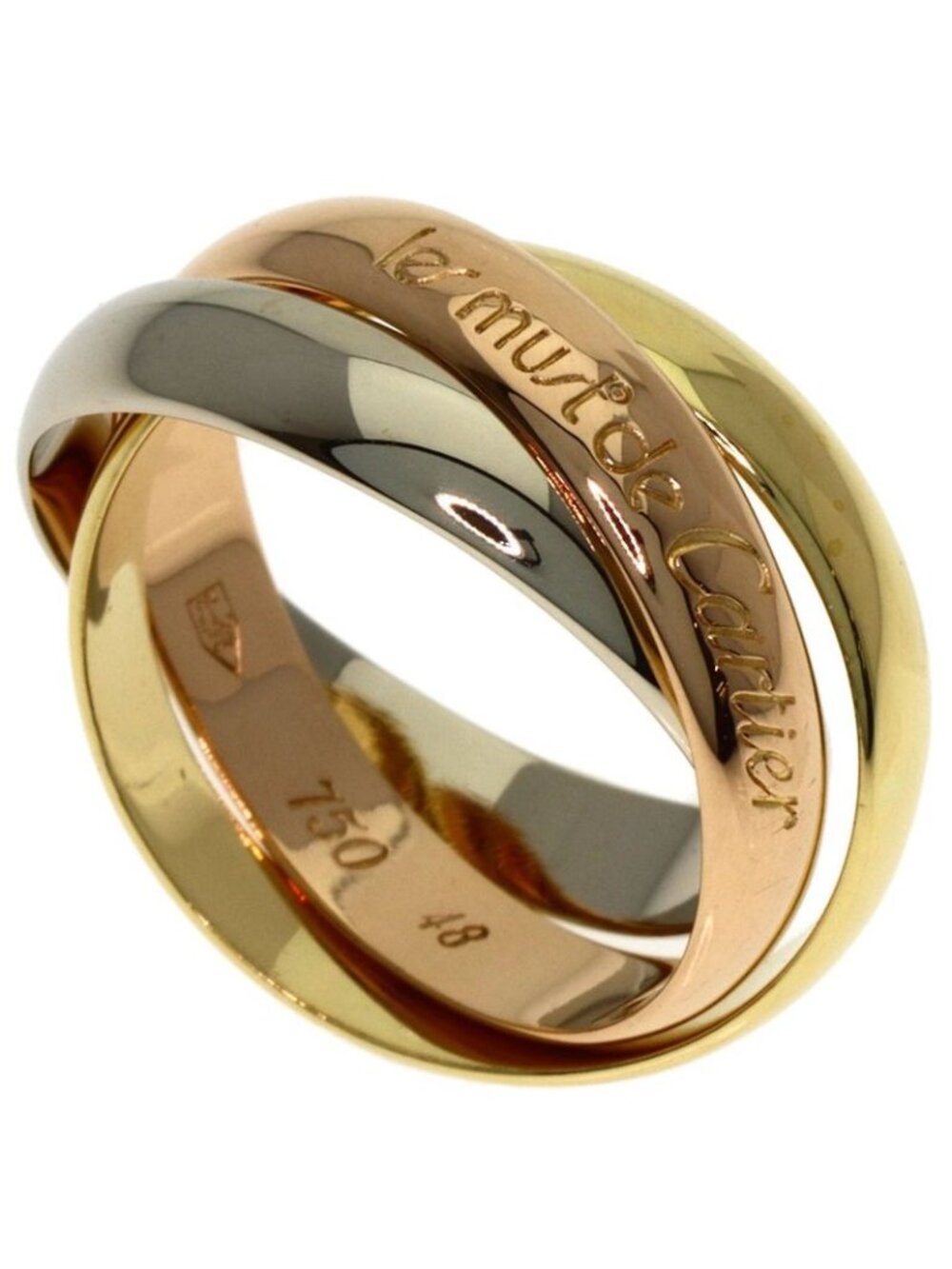 Cartier Trinity 48 Ring 18k Yellow Gold 18k White Pink